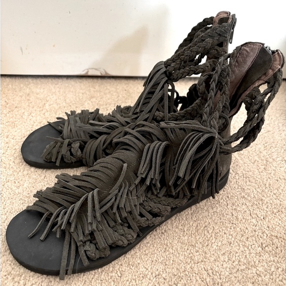 Jeffrey Campbell Fringe Suede Sandals - Picture 2 of 5